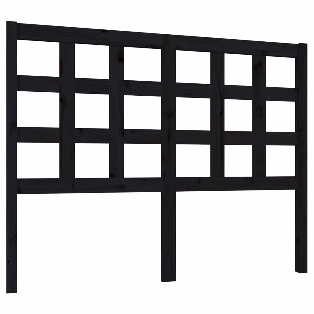 Berkfield Home Black Solid Pine Wood Bed Headboard W: 125.5 cm, D: 4 cm, H: 100 cm – 2