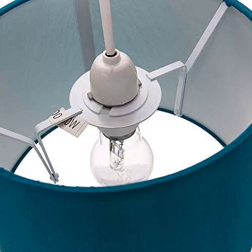 Happy Homewares Classic Cylinder Lamp Shade in Petrol Blue and White Fabric with a 25 cm Diameter – 2
