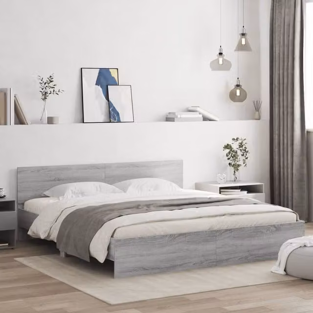 Berkfield Home Grey Sonoma Bed Frame with Drawers W: 160 cm, D: 200 cm