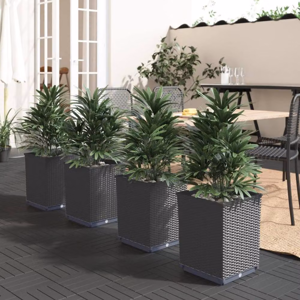 Berkfield Home Set of 4 Black Polypropylene Planter Tubs, W/D/H: 30 x 30 x 37 cm – 2