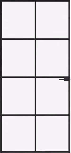 Berkfield Black Interior Door with Transparent Tempered Glass and Aluminium, W: 93 cm, H: 201.5 cm – 1