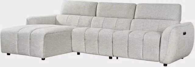 Stratus Interiors Turin Right-Hand Electric Recliner L-Shape Sofa in Silver Fabric
