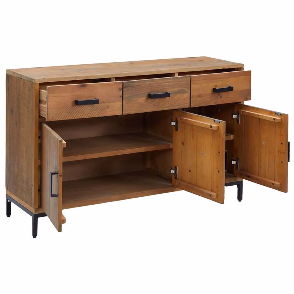 Berkfield Home Brown Solid Pinewood Sideboard, W/D/H: 110 x 35 x 70 cm – 3