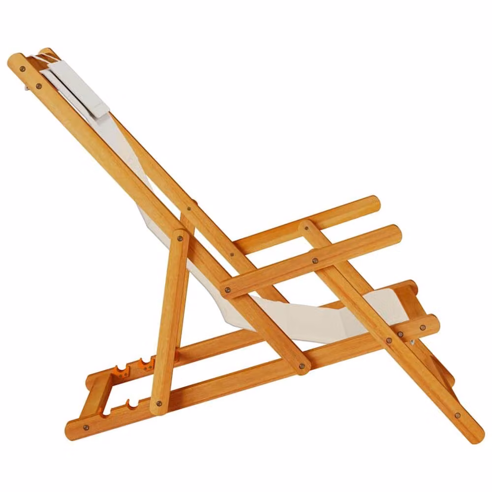 Berkfield Home Beautiful Folding Beach Chair with Armrests and Adjustable Headrest in Taupe Acacia Wood – 2