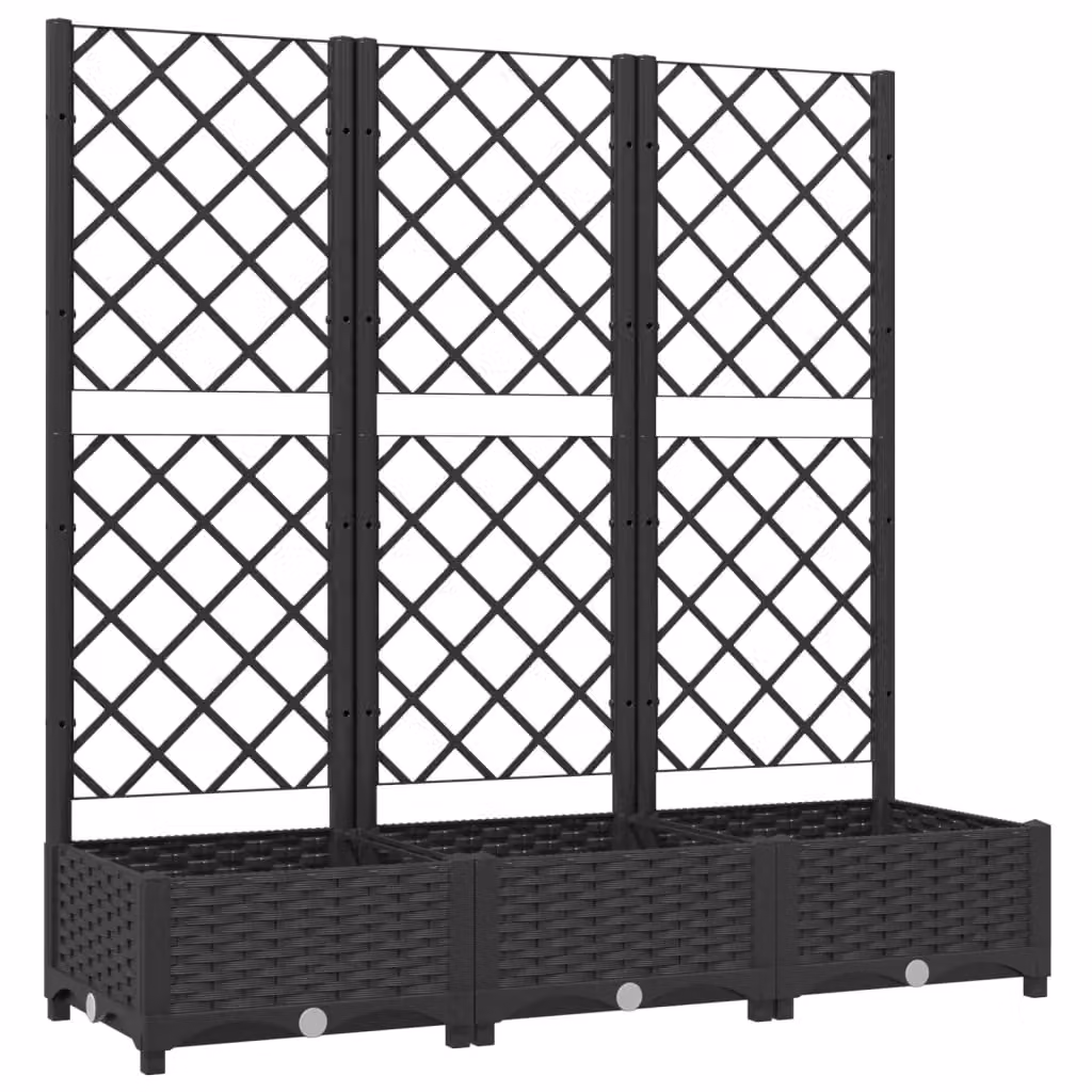 Berkfield Home Garden Planter with Trellis, Black, W/D/H: 120 x 40 x 121.5 cm – 2