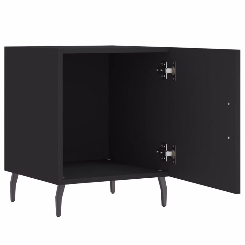 Berkfield Home Set of 2 Modern Black Bedside Cabinets with Media Compartments, W/D/H: 40 x 40 x 50 cm – 4
