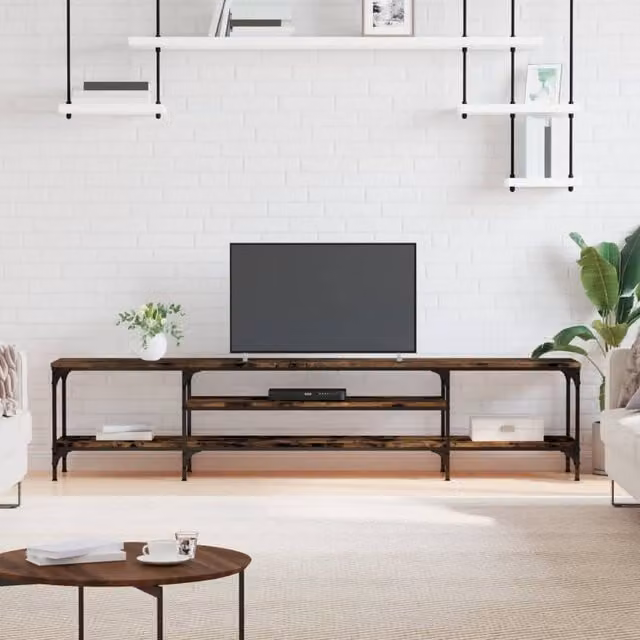 Berkfield Home Industrial TV Cabinet in Smoked Oak, W/D/H: 201 x 45 x 45 cm – 1