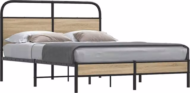 Berkfield Home Smoked Oak Bed Frame in Brown, W/D/H: 120 x 190 cm – 1