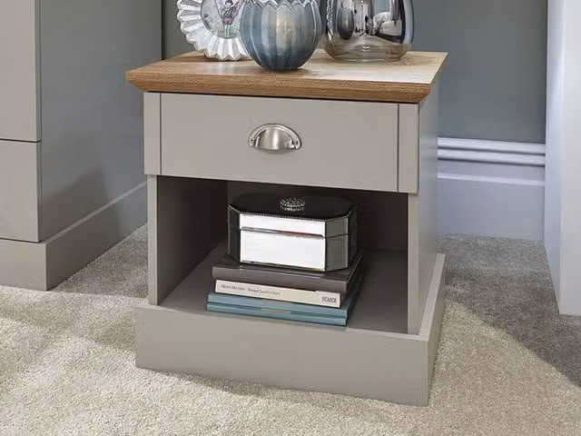 GFW Kendal 1 Drawer Bedside Table in Grey