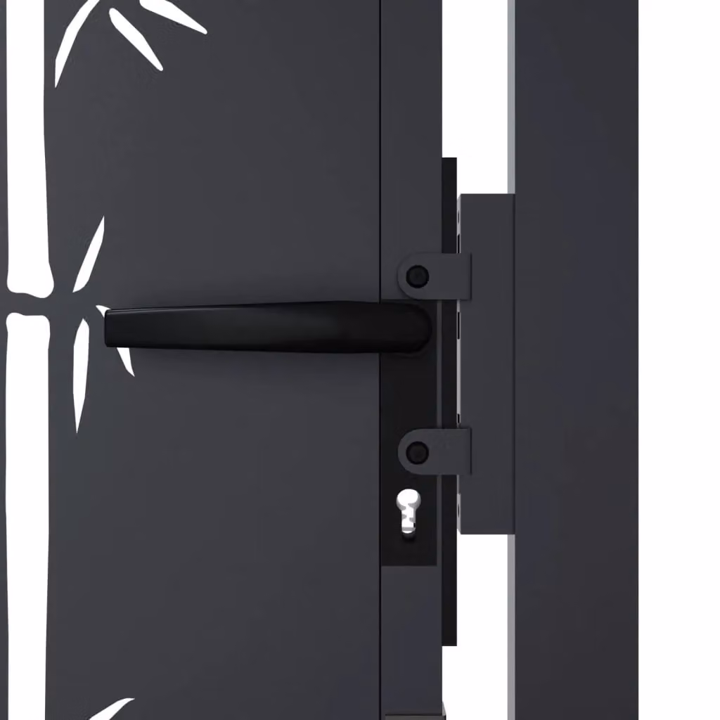 Berkfield Anthracite Steel Garden Gate with Bamboo Design W/H: 105 x 105 cm – 4