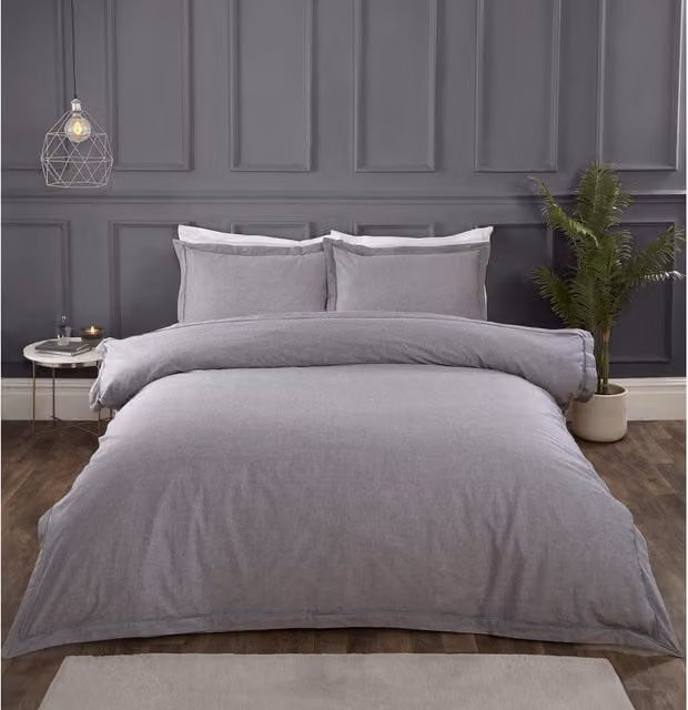 Divante Josephine Oxford Edge Grey Cotton Duvet Cover, 200 x 200 cm