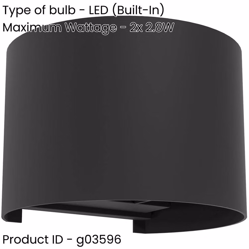 Loops 2 Pack Modern Black Metal LED Wall Lights with Bulbs Included – 2