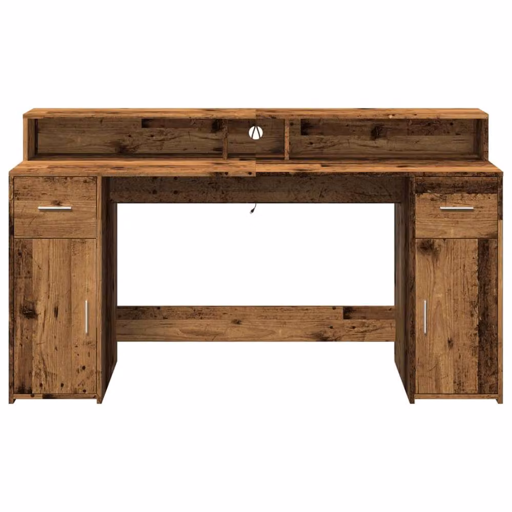 Berkfield Home Soft Gaming Desk with LED Lights in Brown, W/D/H: 160 x 55 x 91 cm – 6