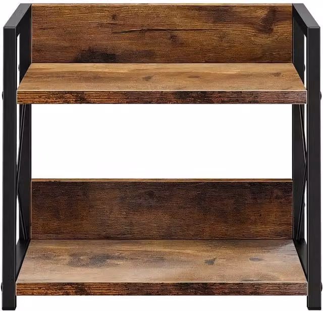 KORVIXA Rustic Wooden Kitchen Countertop Organizer in Brown, W/D/H: 100 x 100 x 26.2 cm
