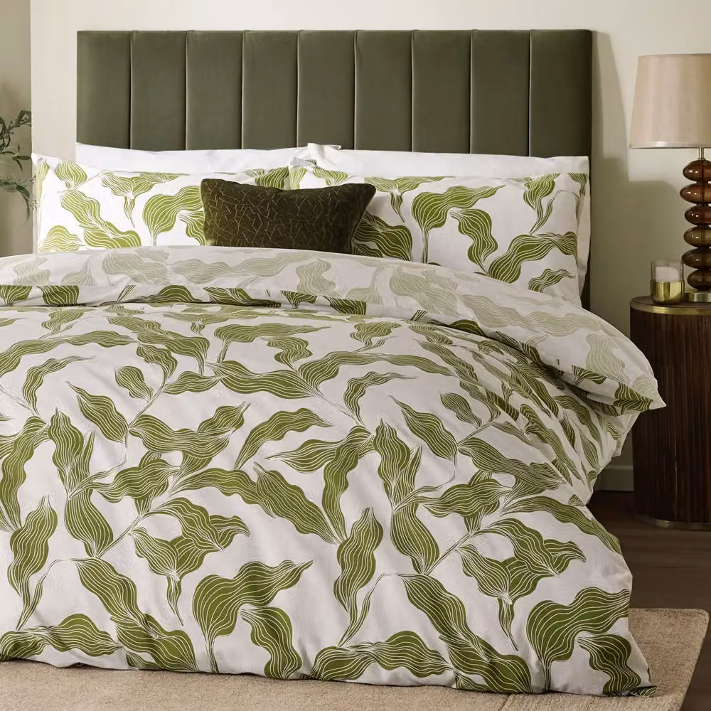 HOEM Lauro Reversible Floral Cotton Duvet Cover Set in Green, W/D/H: 180 x 200 cm – 3