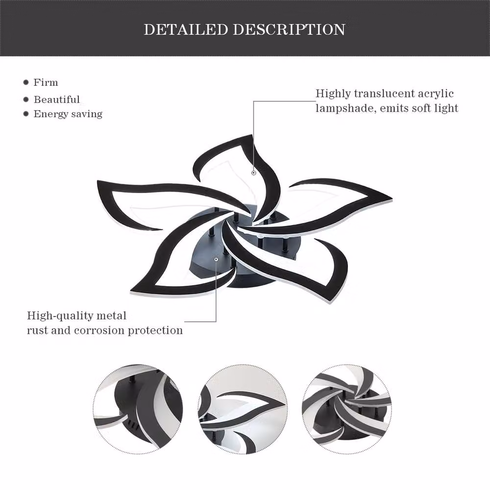 Goeco Modern LED Ceiling Light, 60W, 6500K Cool White, Black – 2