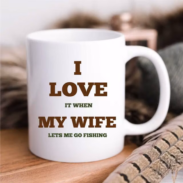 60 SECOND MAKEOVER Men's I Love My Wife Fishing Ceramic Mug in White