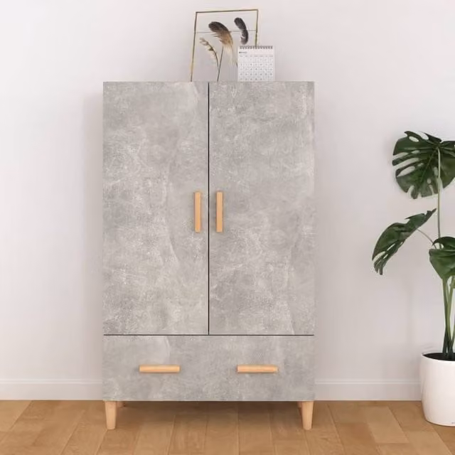 Berkfield Home Modern Highboard in Concrete Grey with Hinged Doors and Internal Shelves, W/D/H: 70 x 31 x 115 cm – 1