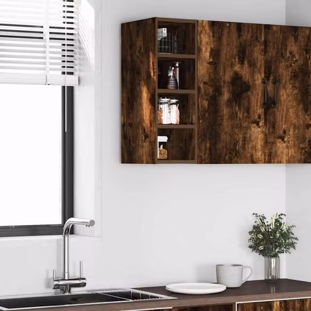 Berkfield Home Smoked Oak Hanging Cabinet, Brown, W/D/H: 20 x 29.5 x 60 cm – 1