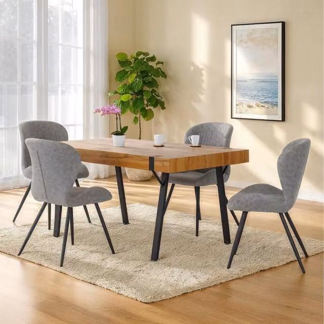 Seconique Treviso and Quebec Modern Dining Set in Light Oak Effect and Grey