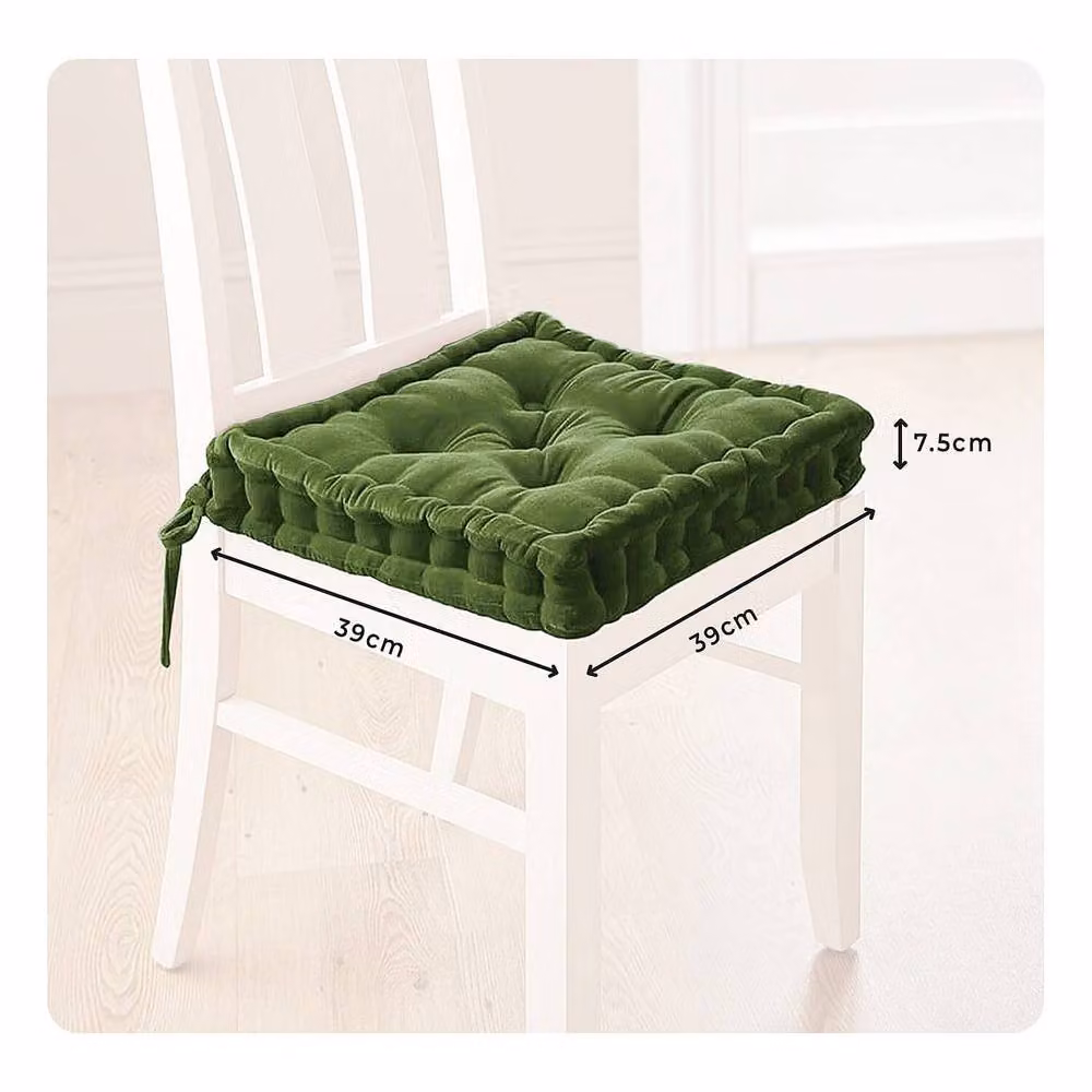 Coopers of Stortford Green Velvet Booster Cushion for Adults, W/D/H: 39 x 39 x 7.5 cm – 3