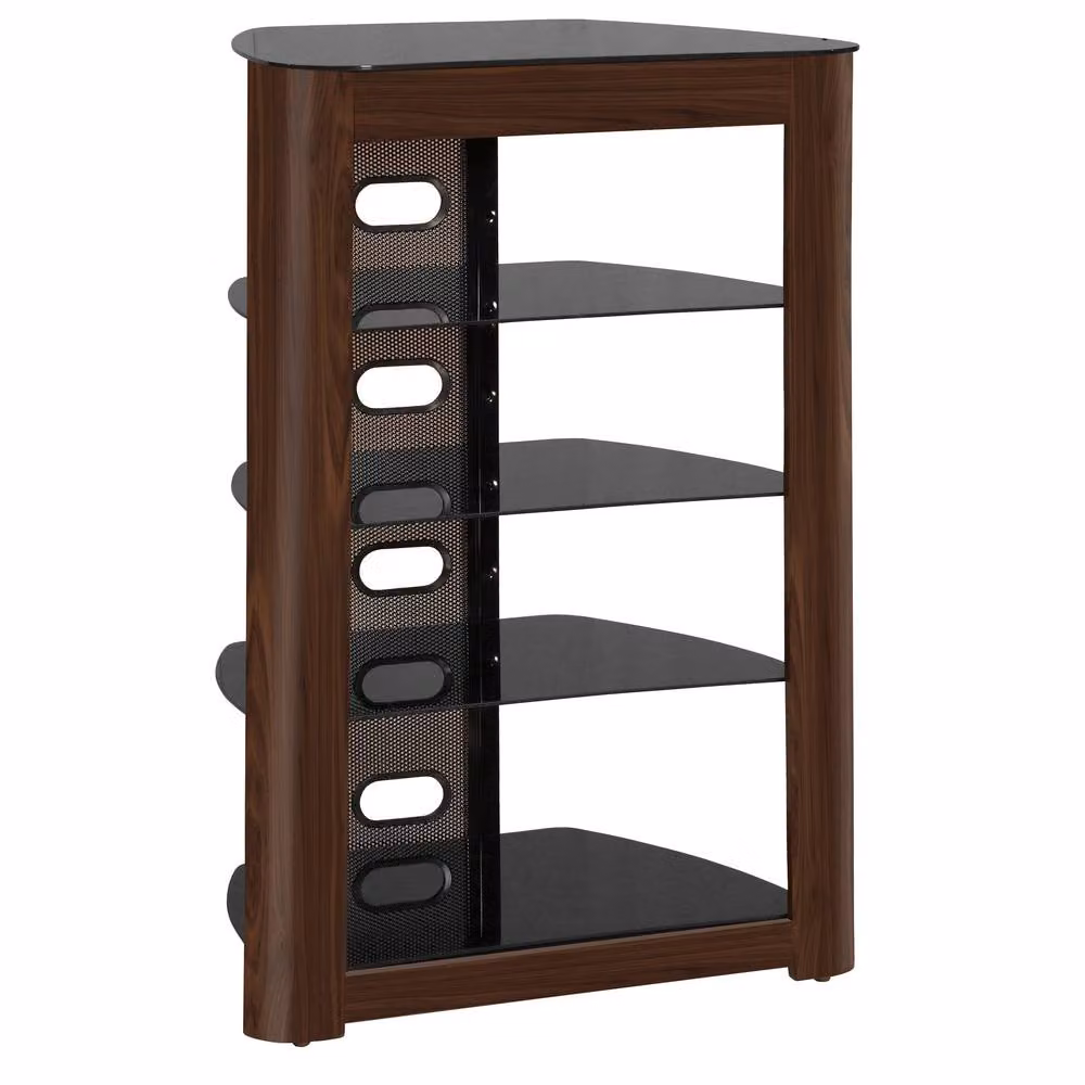 Centurion Supports Zinnia 5-Tier AV Equipment Rack in Black Glass with Walnut Fascia, W/D/H: 102 x 49 x 68 cm – 3