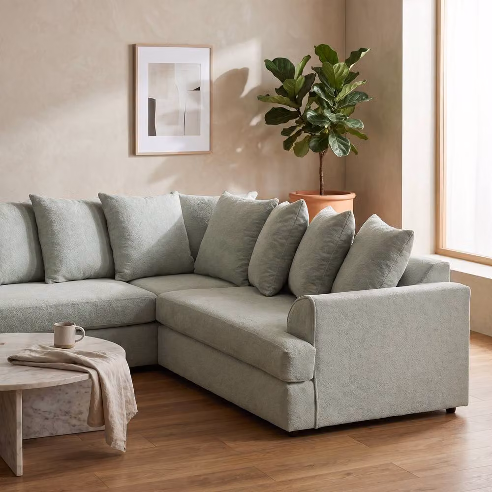 Abakus Direct Ferguson Grey Bouclé L-Shape Corner Sofa – 2
