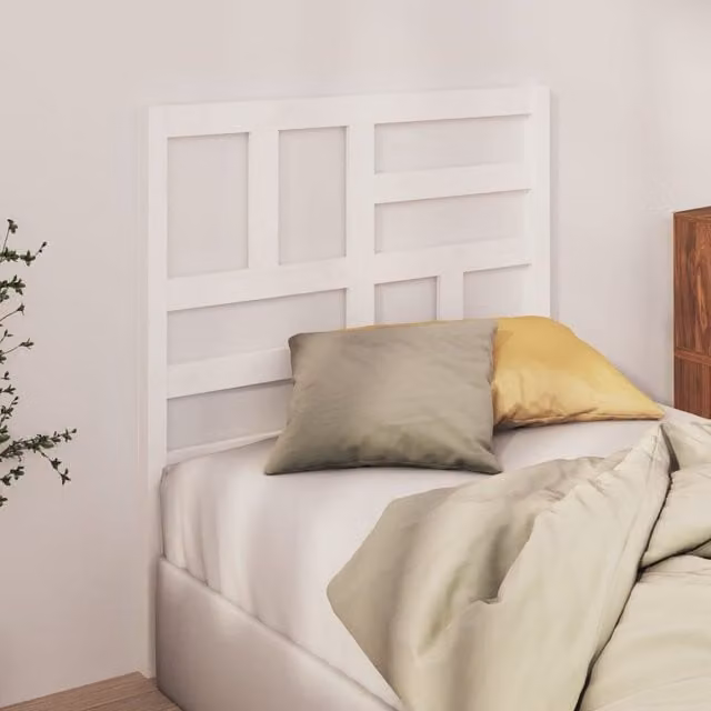 Berkfield Home White Solid Pine Wood Bed Headboard, W/D/H: 106 x 4 x 104 cm – 1