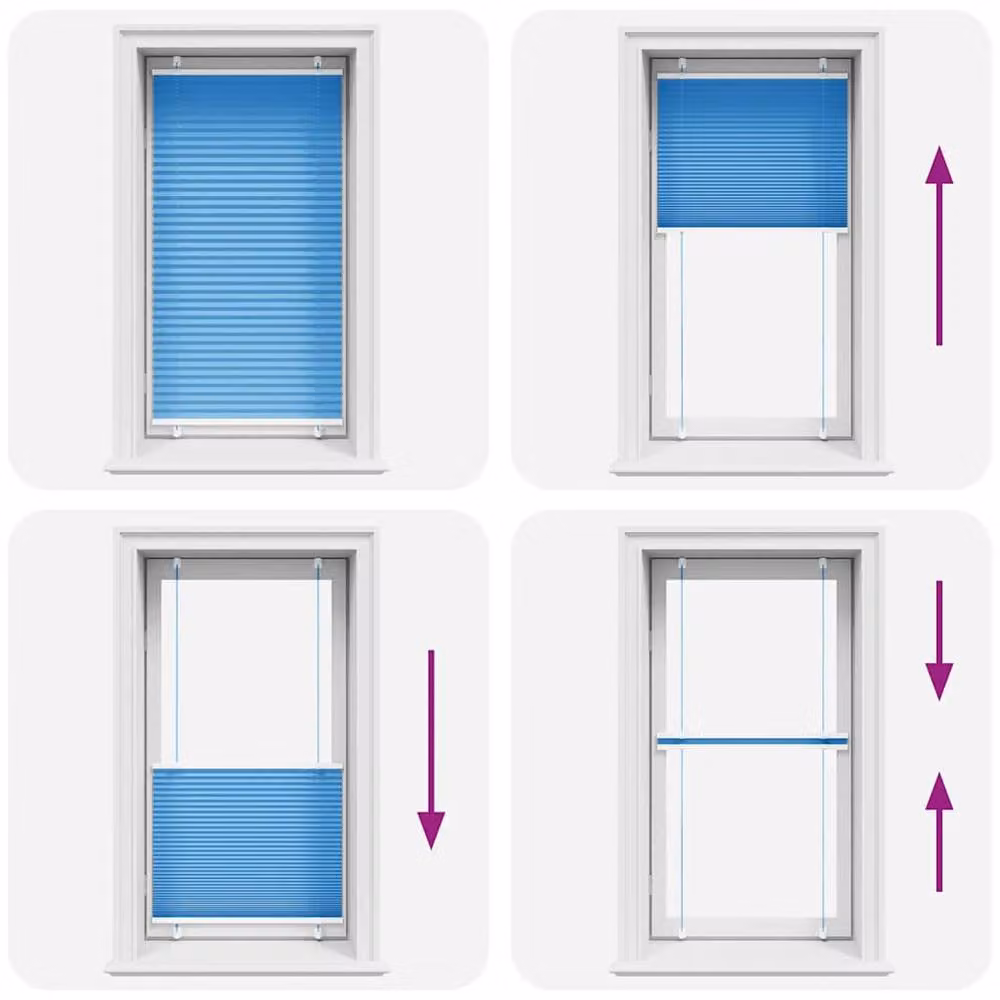 Berkfield Home Single Pleat Polyester Fabric Blind in Blue, W: 70 cm, H: 150 cm – 2