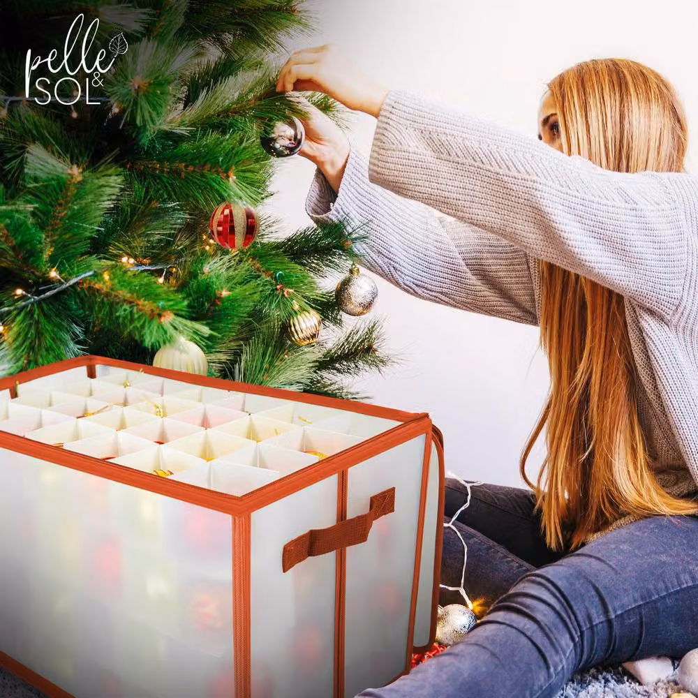 Pelle & Sol Christmas Bauble Storage Box with Dividers for 112 Ornaments, Red – 5