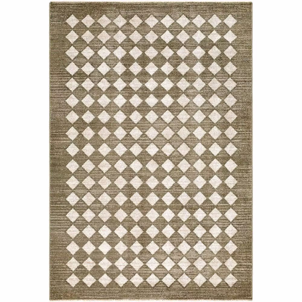 Livabliss Galey Alix Myrtle Avenue Geometric Living Room Rug in Brown, Green and Ivory with Fringes, W/D/H: 160 x 230 cm – 2