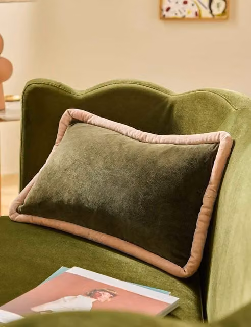 MADE Velvet Huxley Rectangular Cushion in Burgundy Mix