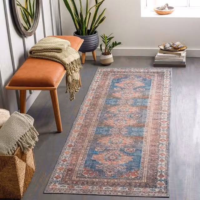 Livabliss Colin Washable Vintage Boho Living and Dining Rug in Pink, W: 160 cm, L: 220 cm