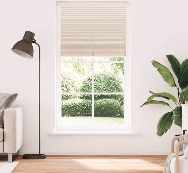 Berkfield Home Single Pleat Plisse Blind in Beige, W: 100 cm, H: 200 cm