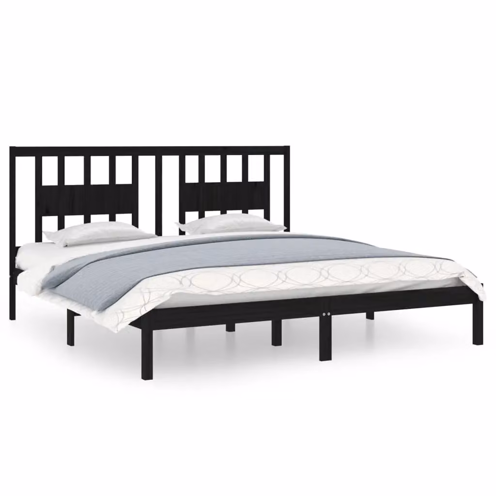 Berkfield Home Black Solid Wood Pine Bed Frame W/D/H: 200 x 200 cm – 2