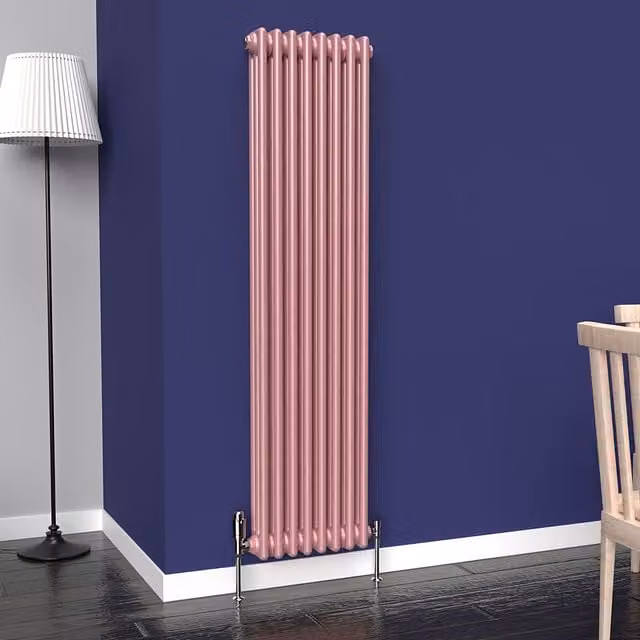 Lux Heat Vertical Coloured Column Radiator in Pastel Pink, H: 150 cm, W: 38 cm