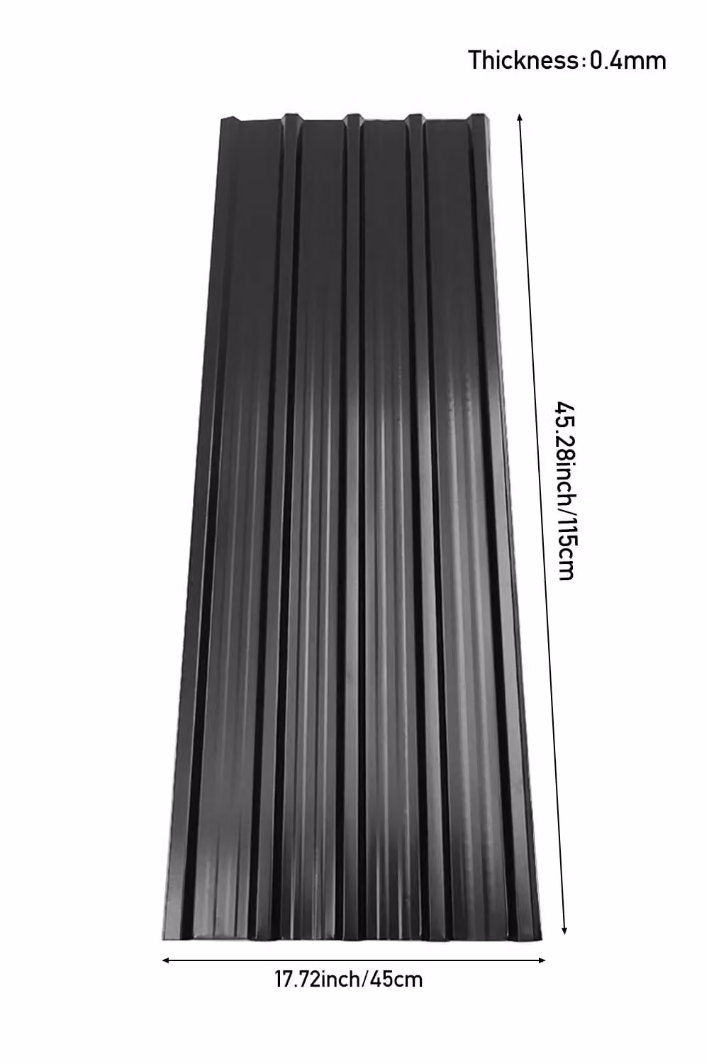 H&O Direct 12-Piece Powder Coated Steel Corrugated Side Panels in Anthracite Grey, W: 45 cm, L: 115 cm – 2