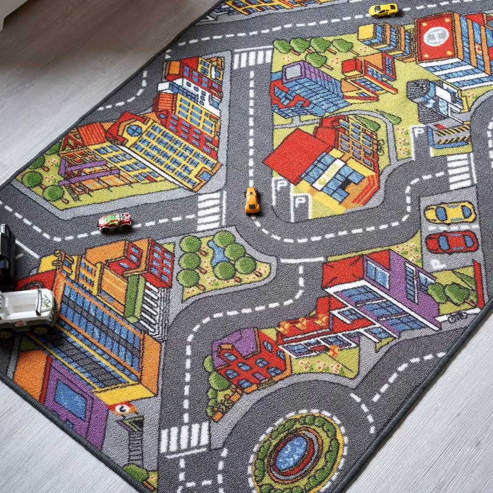 Bravich LTD Children's Big City Mat Town Car Roads Rug, Multicolour, W: 100 cm, L: 190 cm – 3