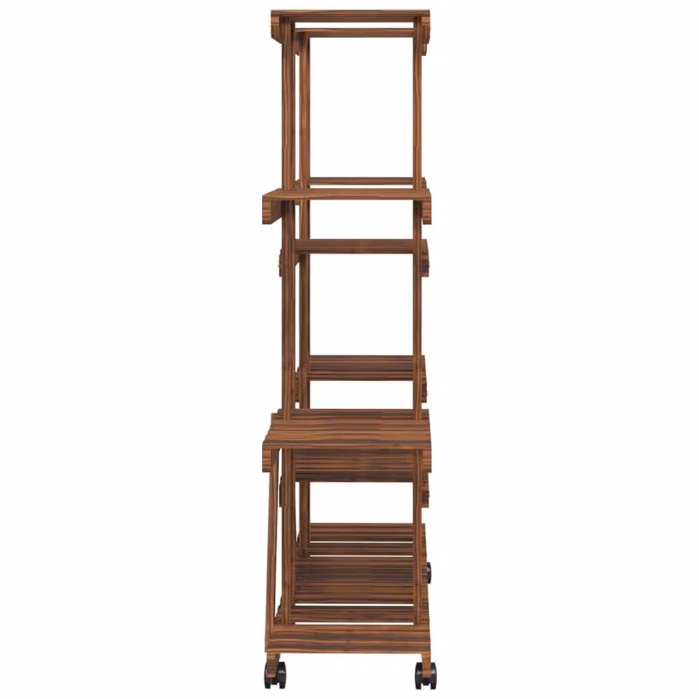 Berkfield Home Elegant Flower Stand with Wheels in Brown Solid Wood, W/D/H: 110 x 25 x 115 cm – 5