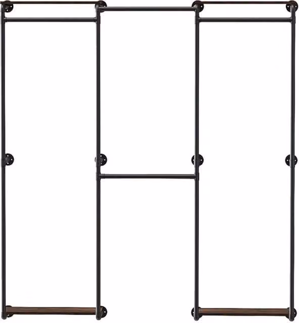 FLAVORA Industrial Rustic Scaffold Clothes Wardrobe and Shelf Storage in Black