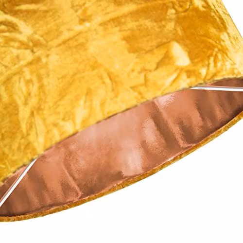 Happy Homewares Modern Yellow Crushed Velvet Cylinder Drum Lampshade with Copper Inner – 2