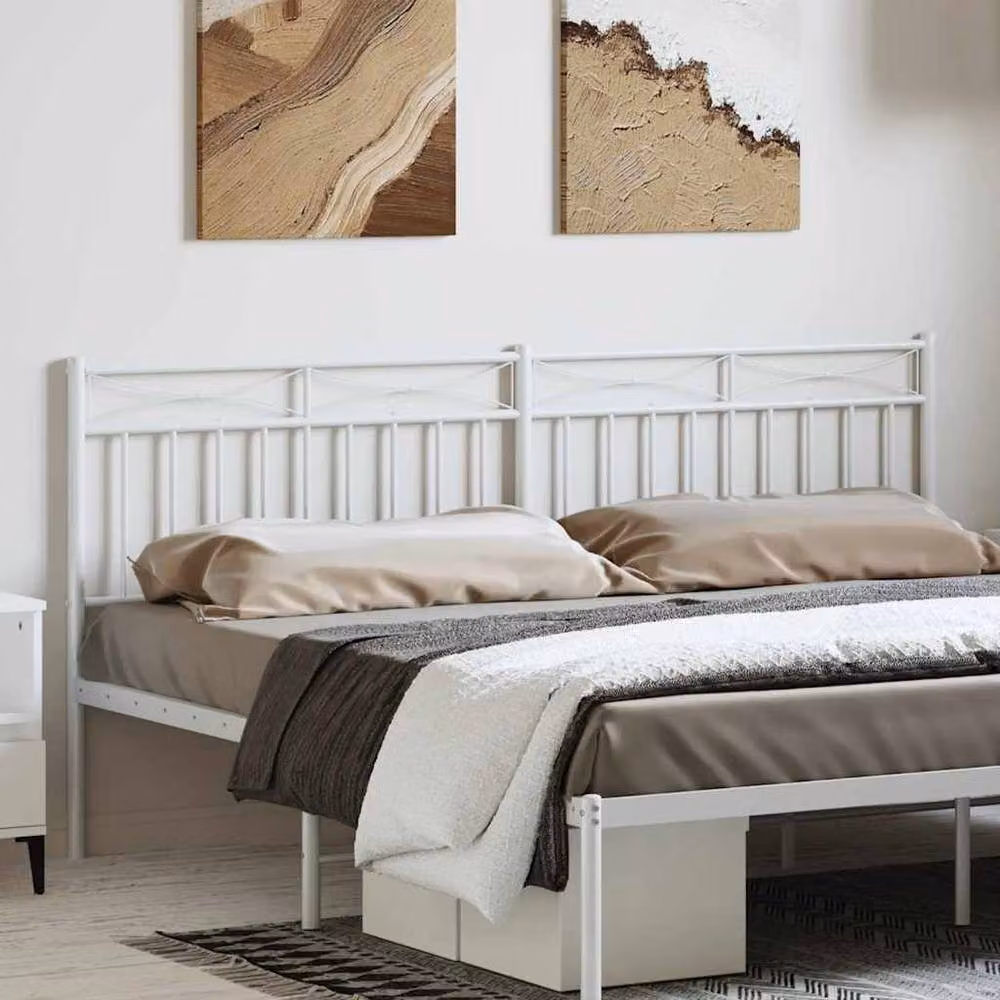 Berkfield Home Classic Metal Headboard in White, 193 cm – 2