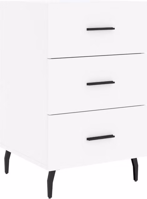 Berkfield Home White Modern Bedside Cabinet W/D/H: 40 x 40 x 66 cm