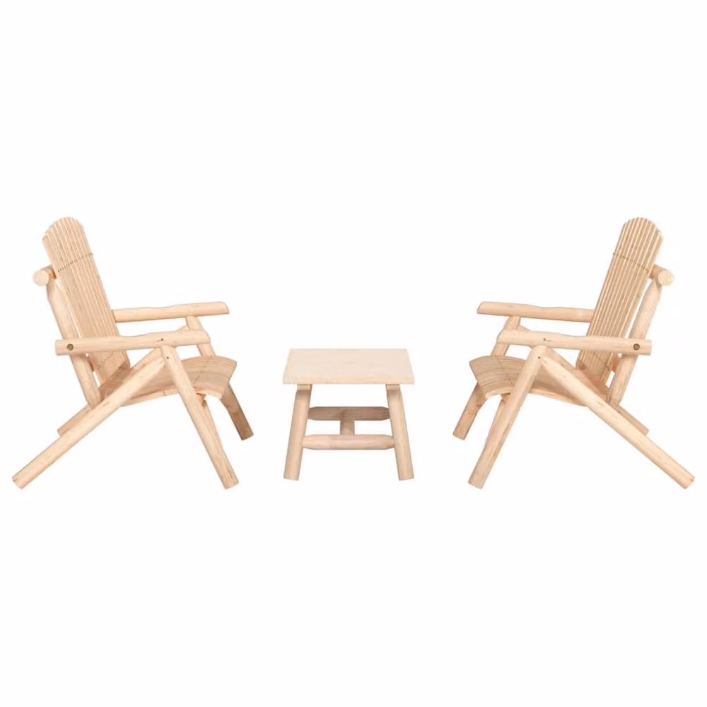 Berkfield Home 3 Piece Garden Lounge Set in Natural Solid Spruce Wood