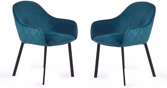 Cheshire Valencia Premium Teal Velvet Dining Chairs - Set of 2