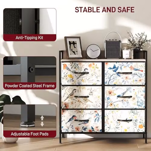 HOMCOM Modern White Bedroom Chest of Drawers with 6 Drawers – 6