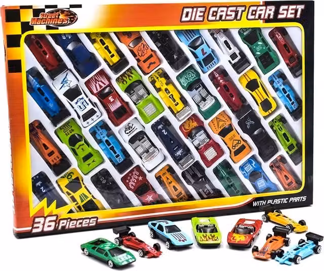 The Magic Toy Shop 36 Piece Die Cast Toy Car Set with F1 Models and Convertibles in Multicolour