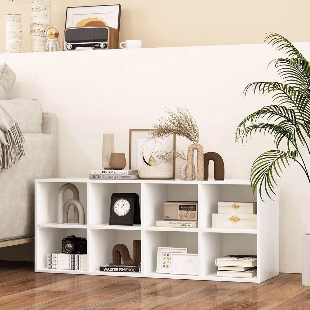 FORGEVIO White Entryway Shoe Storage Cabinet and 8 Grid Shoe Organiser Bench – 3