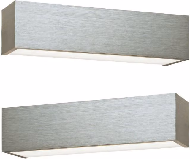 Loops 2 Pack LED Warm White Up and Down Wall Light in Silver Brushed Aluminium and Transparent Glass – 1