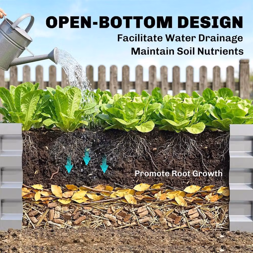 NESTLUNE Silver Metal Raised Garden Bed Planter for Patio and Backyard – 3
